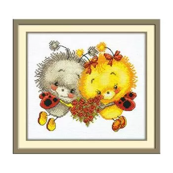 734 Набор для вышивания ОВЕН 'Божьи коровки' 18*15 см