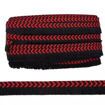 7354 Тесьма 3см (черно-красный)