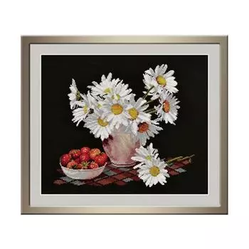 748 Набор для вышивания 'Овен' 'Ромашки на черном', 34*30 см