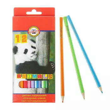 749503 Карандаши 12цв K-I-N 3552 Животные европодвес 3552012008 KSRU