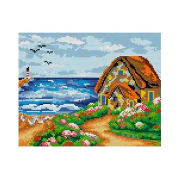7505 Мозаика Cristal 'Домик на берегу', 35*30 см