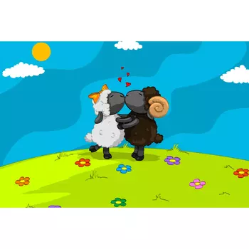 76014 Канва с рисунком Gluriya 'Овечий поцелуй' 20*16 см