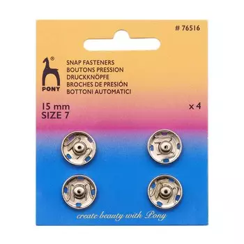 76516 Кнопки одежные 15мм серебро/никель PONY