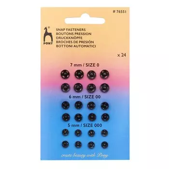 76551 Кнопки одежные 5/6/7мм черный PONY