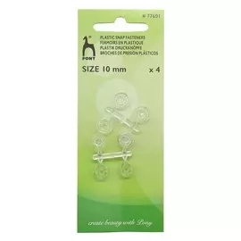 77601 Кнопки одежные пластик прозрачный 10мм 4шт PONY