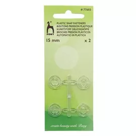 77603 Кнопки одежные пластик прозрачный 15мм 2шт PONY