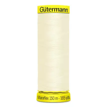 777000 Нить Maraflex для трикотажных материалов, 150м, 100% ПБТ, Gutermann (001 молочный)