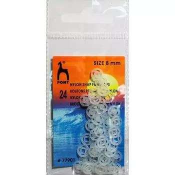 77901 Кнопки одежные 8 мм, нейлон, прозрачные, 24 шт PONY