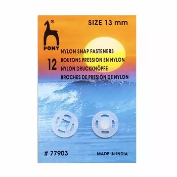 77903 Кнопки одежные 13 мм, нейлон, прозрачные,12 шт PONY