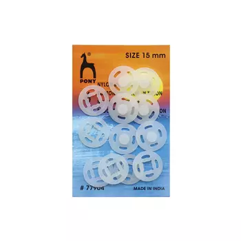 77904 Кнопки одежные 15 мм, нейлон, прозрачные, 6 шт PONY