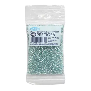 (78234) 331-19001-10/0 Бисер прозрачный solgel с серебр. центром 10/0, круг.отв., 20гр Preciosa