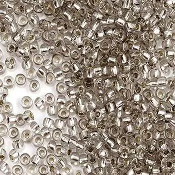 (78241) Бисер прозрачный с серебр.центром 10/0, круг.отв., 50г, Preciosa