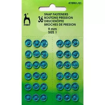 78901/01 Кнопки одежные 9 мм, латунь, синие, 36 шт PONY