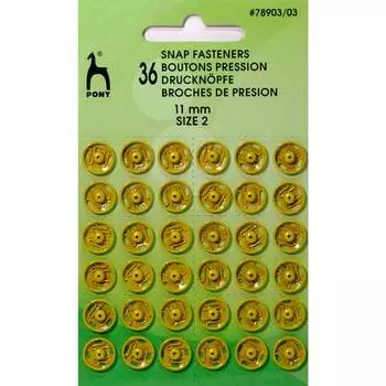 78903/03 Кнопки одежные 11 мм, латунь, желтые, 36 шт PONY