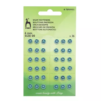 78909/01 Кнопки одежные 6 мм, латунь, синие, 36 шт PONY