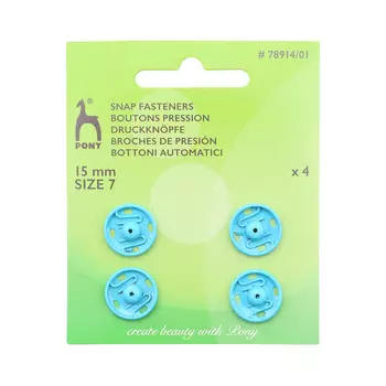 78914/01 Кнопки одежные 15 мм, латунь, синие, 4 шт PONY