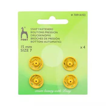 78914/03 Кнопки одежные 15 мм, латунь, желтые, 4 шт PONY
