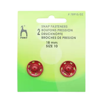 78915/02 Кнопки одежные 18 мм, латунь, красные, 2 шт PONY