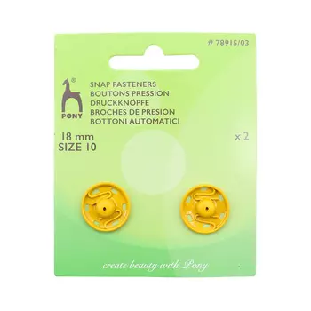 78915/03 Кнопки одежные 18 мм, латунь, желтые, 2 шт PONY