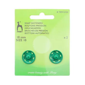 78915/04 Кнопки одежные 18 мм, латунь, зеленые, 2 шт PONY