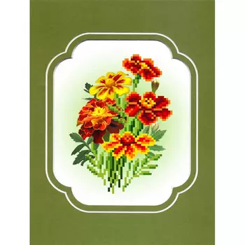 78/БП Набор для вышивания с бисером и паспарту 'Матренин посад' 'Бархатцы', 18*24 см