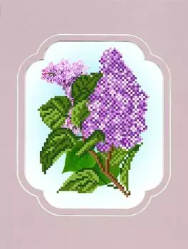 79/БП Набор для вышивания с бисером и паспарту 'Матренин посад' 'Ветка сирени', 18*24 см