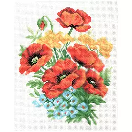 804-1 Канва с рисунком Матренин посад 'Маки и незабудки' 21*29 см (28*37 см)