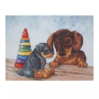 806 Набор для вышивания Hobby&amp;Pro 'Два щенка', 27*21 см