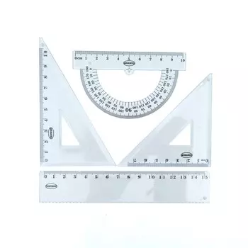 80949 Набор линеек, линейка 15см, 2 треугольника, транспортир