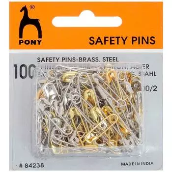 84238 Булавки английские 21 мм/44 мм, латунь/сталь, 100 шт PONY