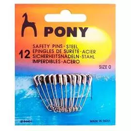 84401 Булавки английские 27 мм, сталь, 12 шт PONY