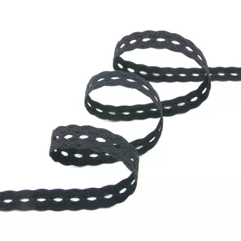 8518 Лента эластичная декоративная 15мм*50м (черный)