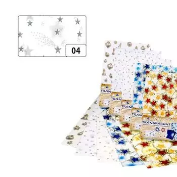 88104 Транспарентная бумага 'Звезды', серебро, 115 г/м², 50,5*70 см, Folia