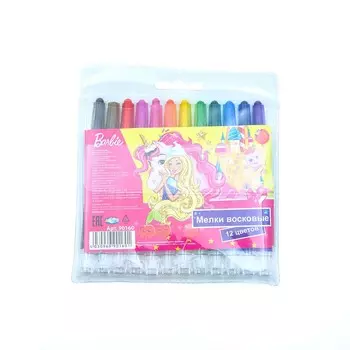 90160 Мелки восковые выкручивающиеся 'Барби', 12 цветов