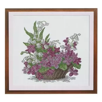 901 Набор для вышивания Hobby&amp;Pro 'Фиалки в корзине', 26*26 см