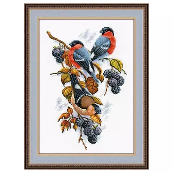 901 Набор для вышивания 'Овен' 'Снегири на ежевике', 22*33 см