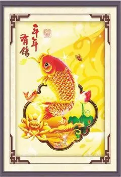 9020 Картина со стразами 'Золотой сом', 53*76см