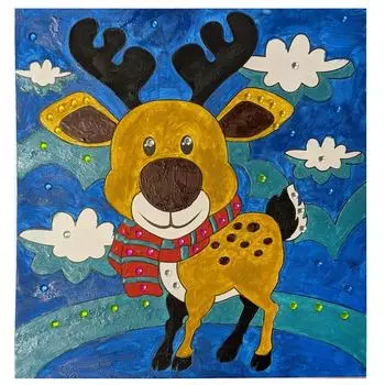 90964 Картинка по номерам со стразами 'Олень. Зимняя серия' 22*23см