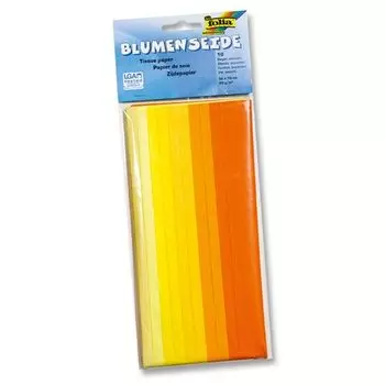 91091 Бумага тонкая (папиросная), желтый микс, 20 г/м², 50*70 см, упак./10 листов, Folia