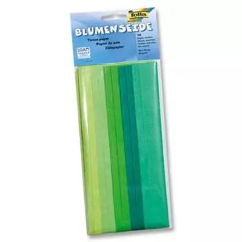 91094 Бумага тонкая (папиросная), зеленый микс, 20 г/м², 50*70 см, упак./10 листов, Folia