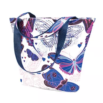 9199 Набор текстильная сумка из холста Матренин Посад 'Порхающие цветы' 30х40х7см