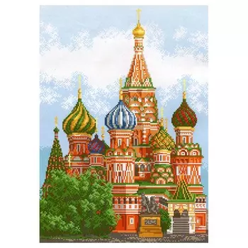 920 Канва с рисунком Матренин Посад 'Храм Василия Блаженного' 29*39см.(37*49см)