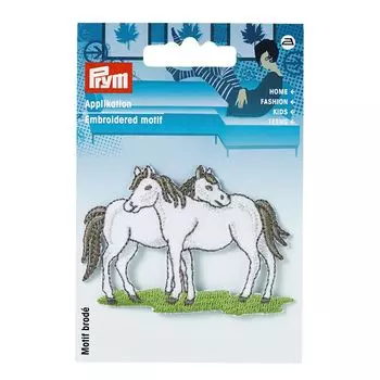 925464 Термоаппликация Лошади, белый цв. Prym