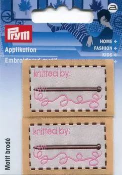 925977 Термоаппликация 'knitted by' беж./белый цв. 2шт Prym