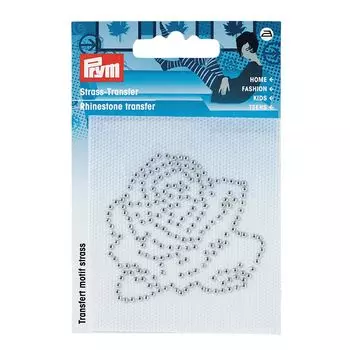 926252 Термоаппликация из страз Роза, серебристый металлик Prym