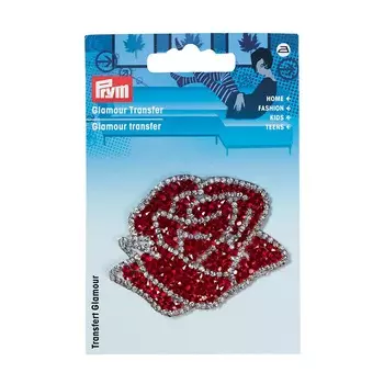 926665 Аппликация 'Роза' красный/серебряный цв. 1шт Prym