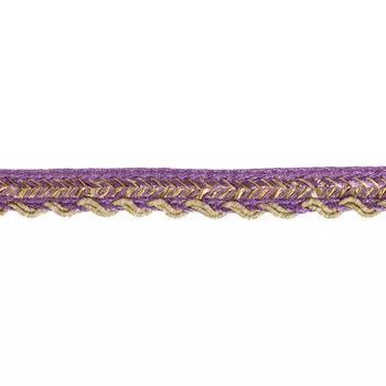 9551 Тесьма металлизированная, 10 мм*20 м, 'Астра' (золото/сиреневый)