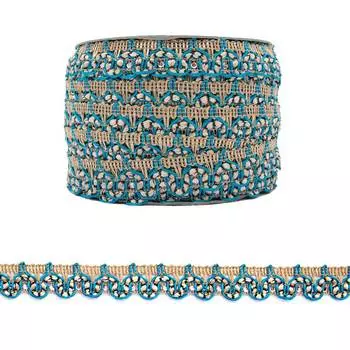 9728 Тесьма металлизированная, 17 мм*20 м, Astra&amp;Craft (золото/бирюза)