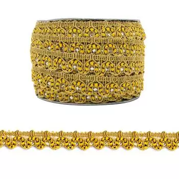 9728 Тесьма металлизированная, 17 мм*20 м, 'Астра' (золото/желтый)