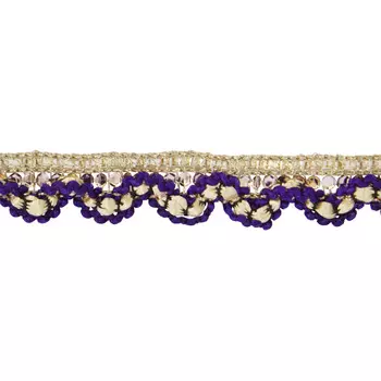 9754 Тесьма металлизированная, 14 мм*20 м, 'Астра' (золото/фиолетовый)